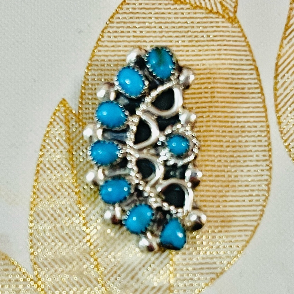VTG  Native American ZUNI Sterling Silver Turquoise Pendant